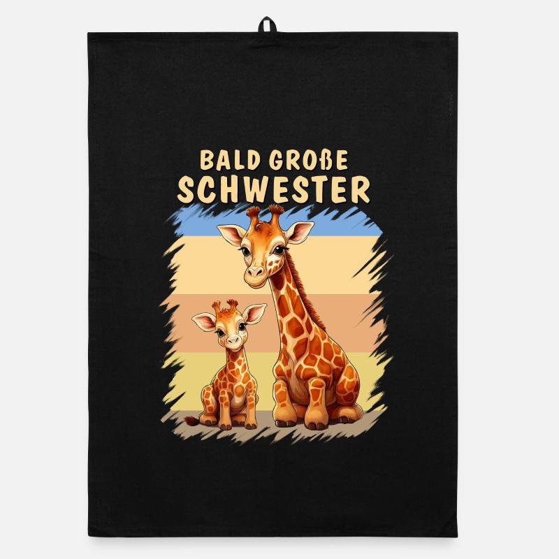GIRAFFES SOON BIG SISTER Organic dish towel