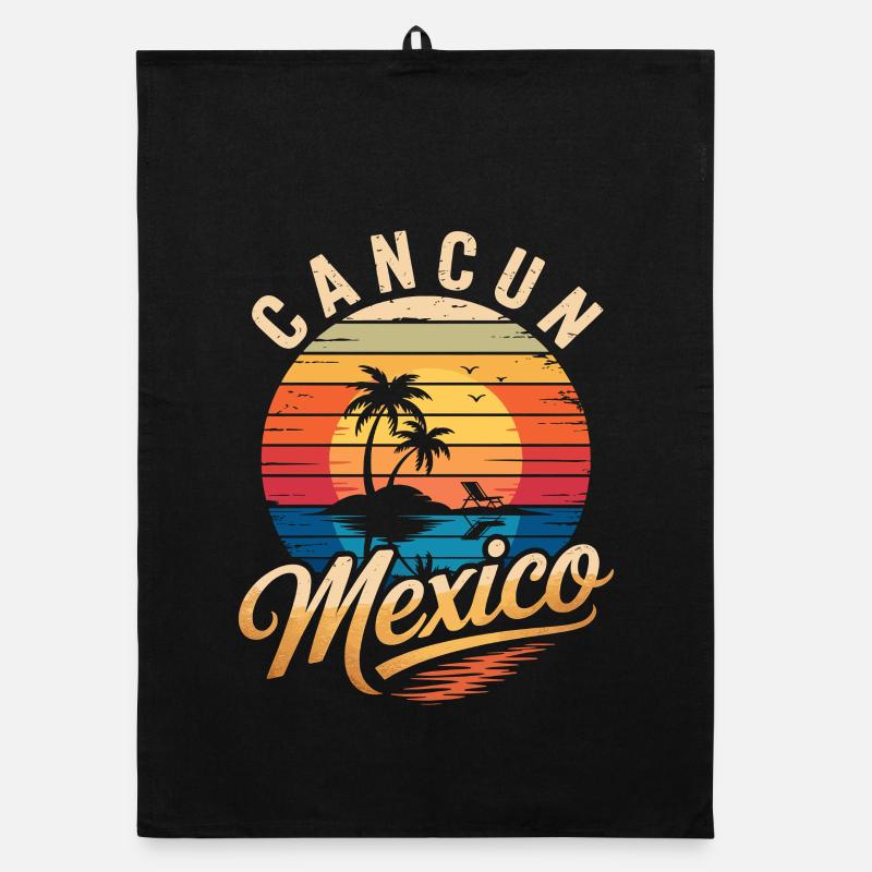 Cancun Rétro Plage Soleil Torchon bio