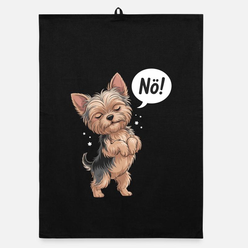 Mignon Yorkshire Terrier avec « Nope ! » Ballon Torchon bio