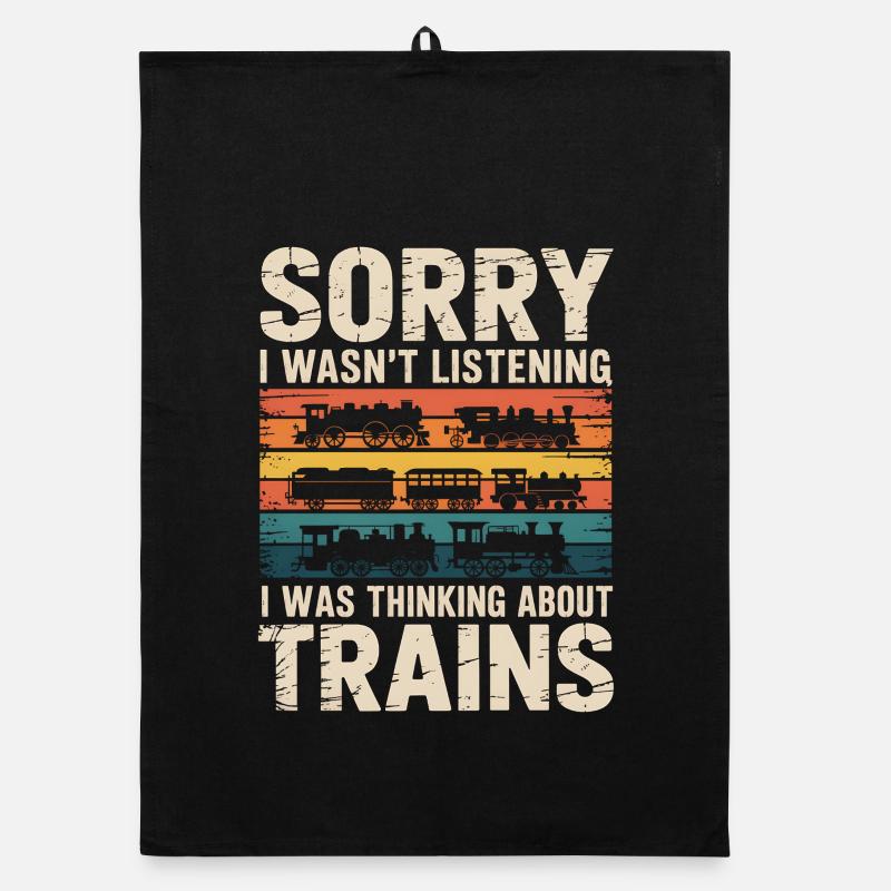 Train Retro Humor Motif Organic dish towel
