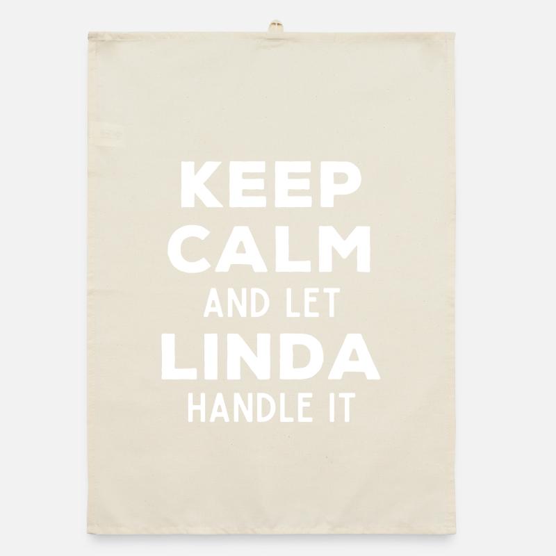 Keep Calm Let Linda Fix It Funny Saying Organic dish towel