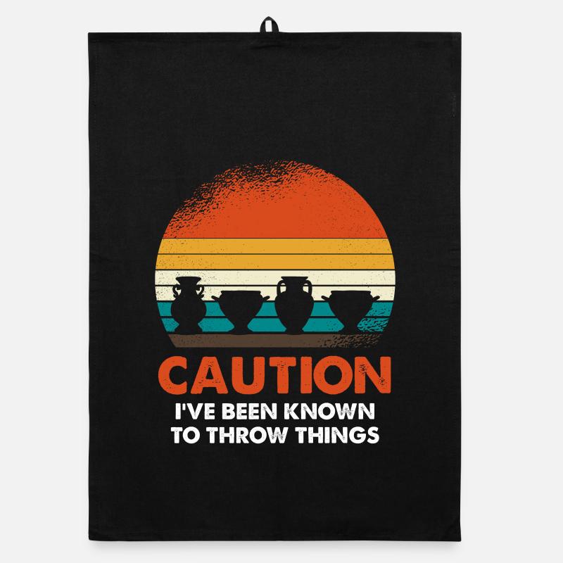 Retro Sunset Pots Organic dish towel