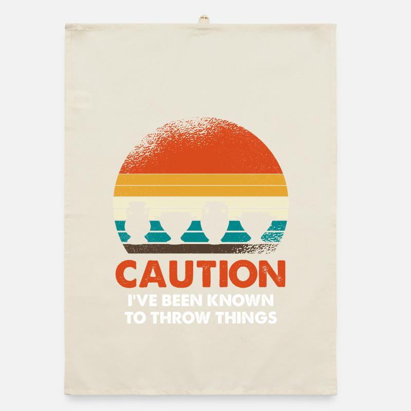 Retro Sunset Pots Organic dish towel