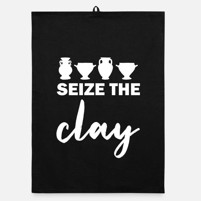 Seize The Day Trophy Silhouette Organic dish towel