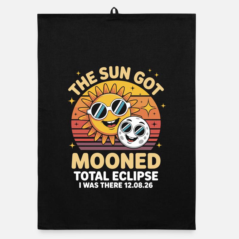 Sun Moon Eclipse with Glasses Organic dish towel