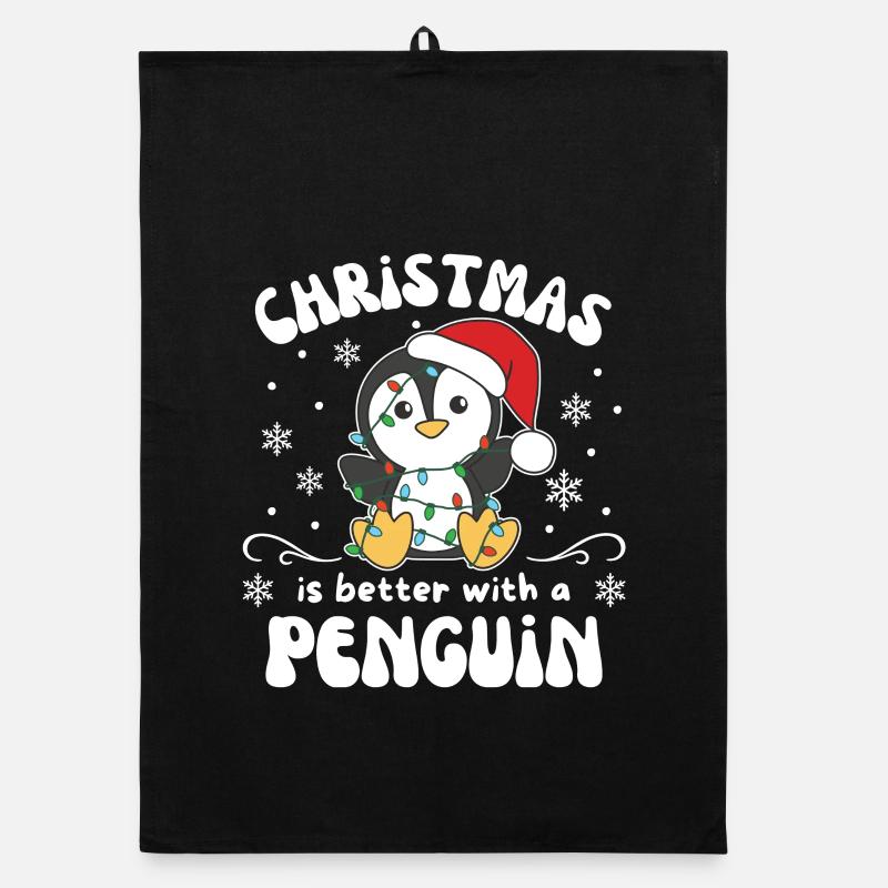 Weihnachten ist besser mit einem Pinguin Organic Geschirrtuch