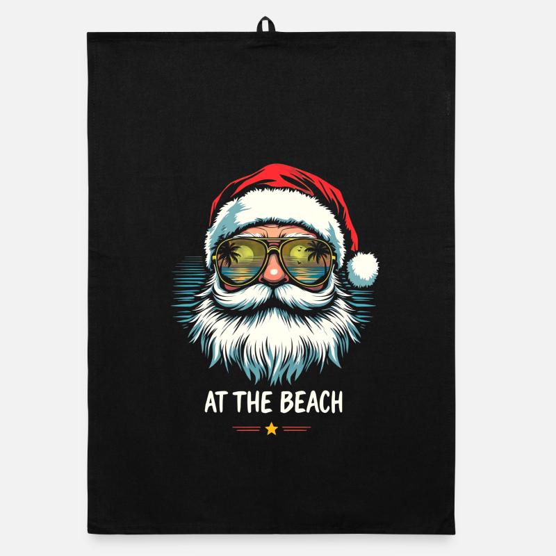 Weihnachtsmann At The Beach Strand Vibes Organic Geschirrtuch
