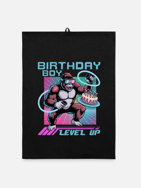Birthday Gamer VR - Organic Geschirrtuch - Schwarz - Vorne