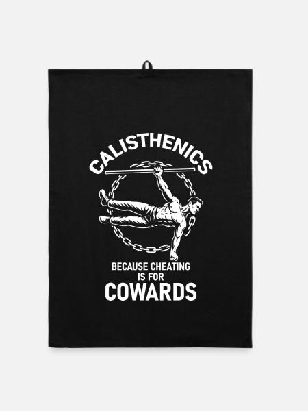 Calisthenics Fitness Gym Training Workout - Organic Geschirrtuch - Schwarz - Vorne