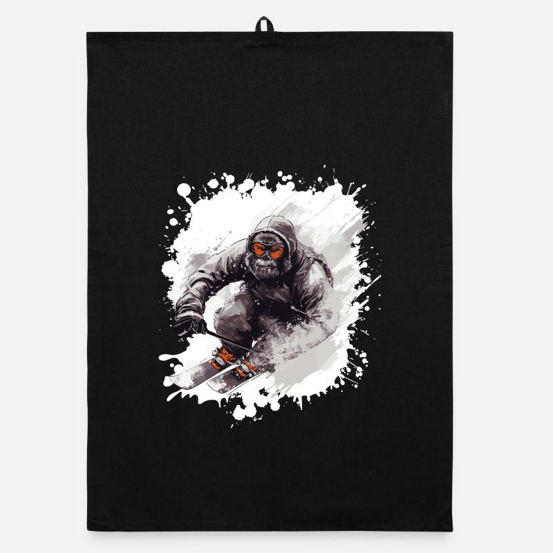 Gorilla Ski Skiing Organic dish towel