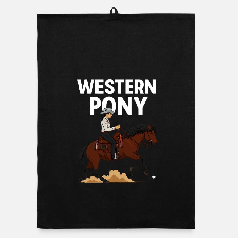 Cavalier de poney western - Torchon bio - noir