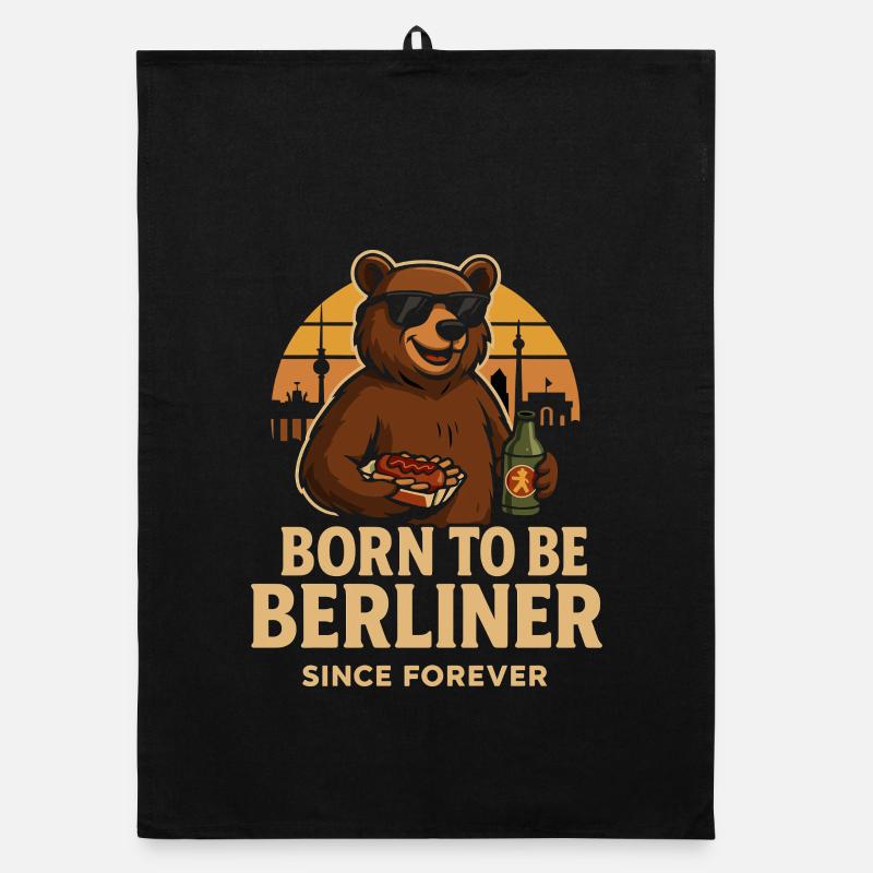 Born to be Berliner Bär mit Currywurst & Bier Organic Geschirrtuch