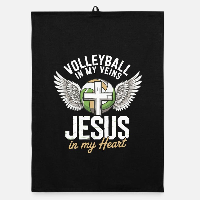 Volley-ball et Jésus – Conception d’une croix avec des ailes Torchon bio