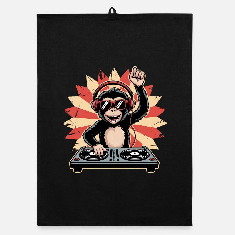 Monkey DJ dans le cercle du soleil Torchon bio