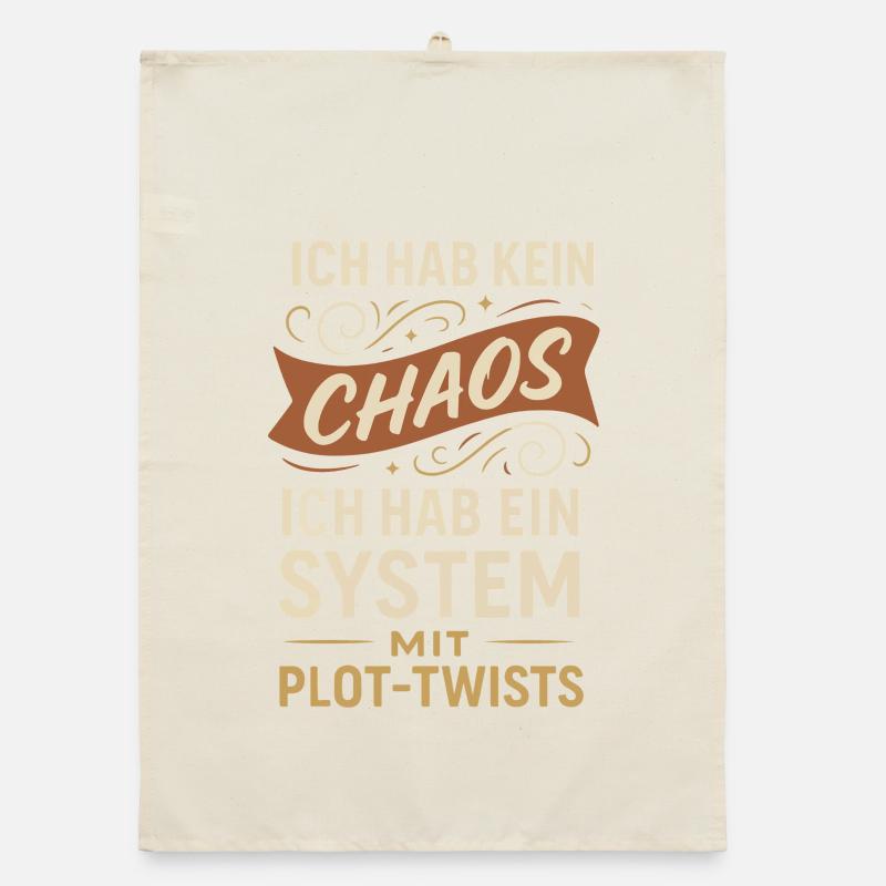 Kein Chaos – Ein System mit Plot-Twists Spruch Organic Geschirrtuch