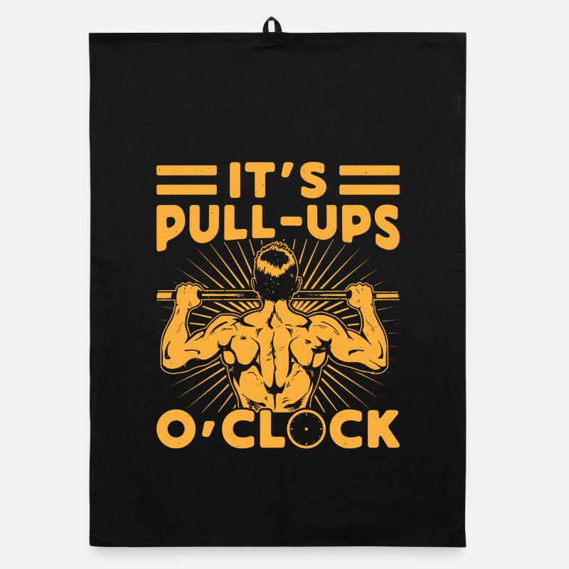 Fitness Fanatics It´s Pull-Ups O´Clock Organic Geschirrtuch