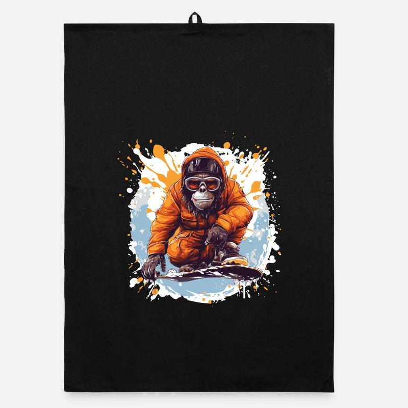 Monkey Snowboard Organic dish towel