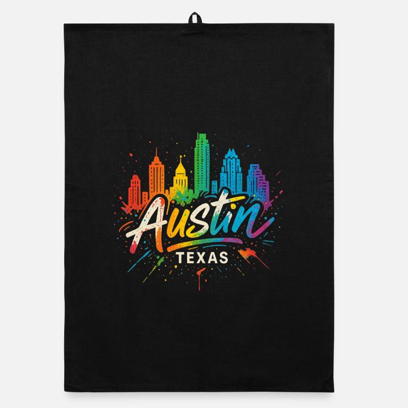 Austin Texas Farbwelten Skyline Organic Geschirrtuch