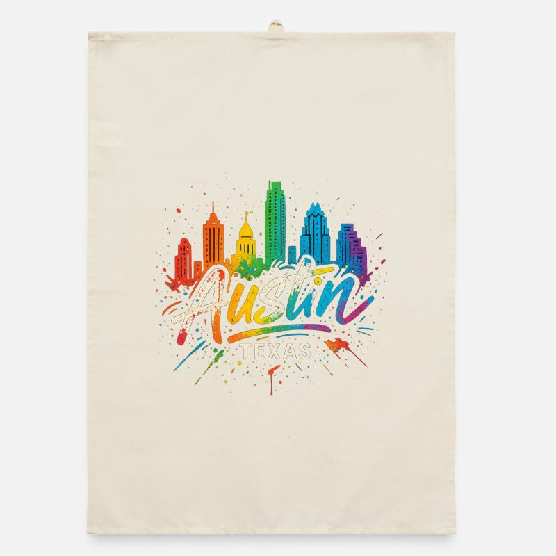 Austin Texas Farbwelten Skyline Organic Geschirrtuch