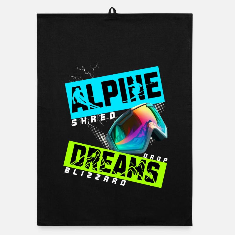 Alpine Dreams Ski Snowboard Shred Design Torchon bio