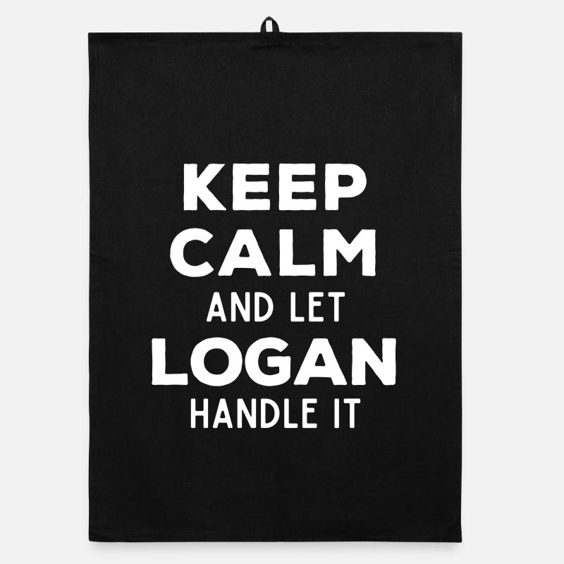 Keep Calm Let Logan Fix It Funny Saying Organic dish towel