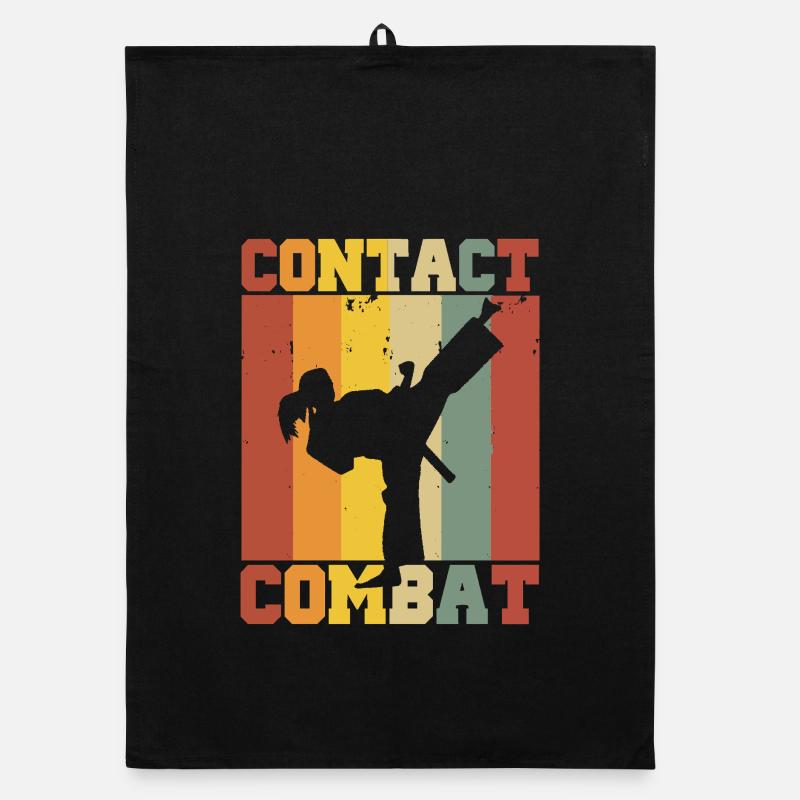 Silhouette einer Karatefrau – Combat Contact  Organic Geschirrtuch