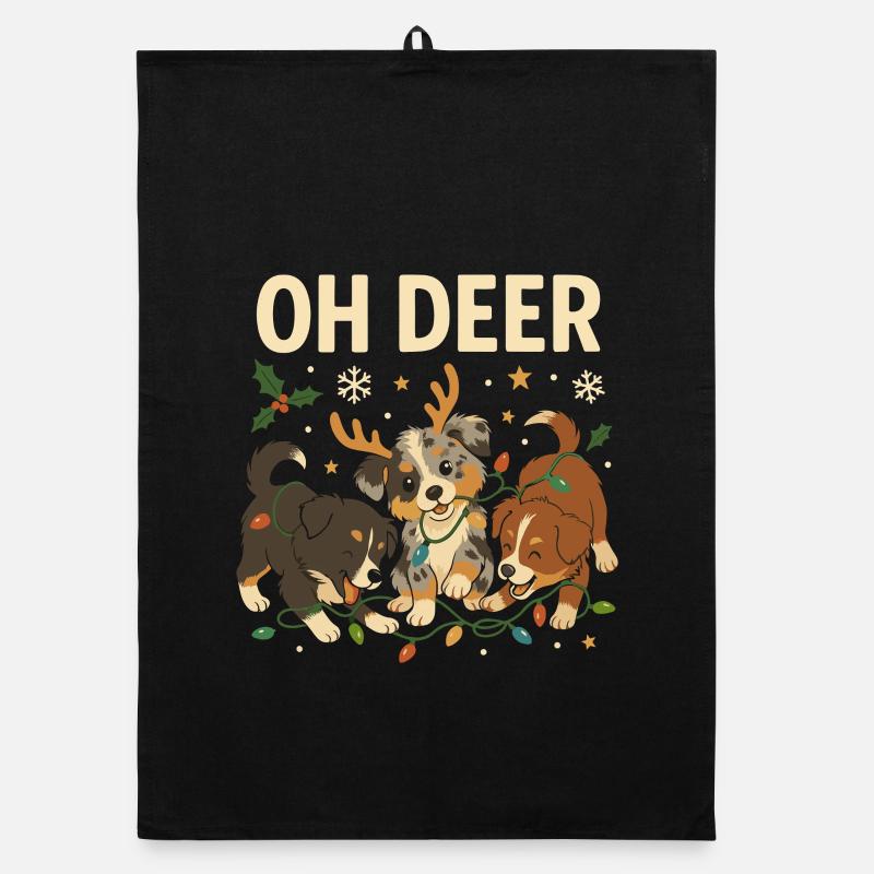 Cute Australian Shepherd Christmas Design Organic dish towel