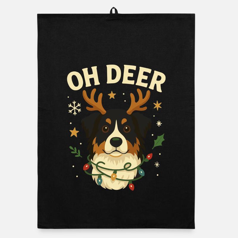 Cute Australian Shepherd Christmas Design Organic dish towel