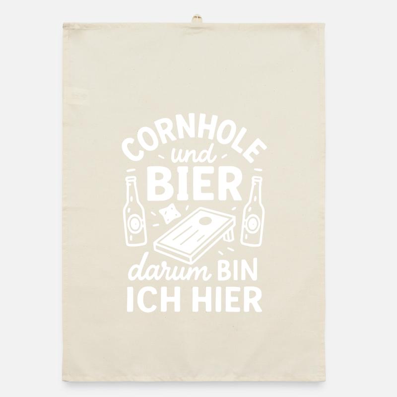 Cornhole and Beer - That's Why I'm Here Organic dish towel