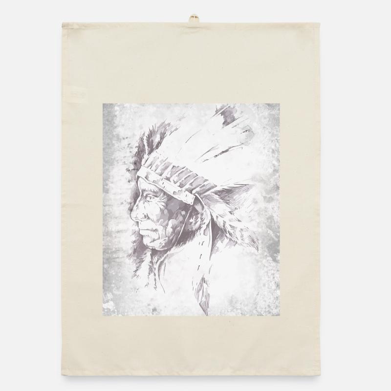Native Grey Feather Chief Organic dish towel