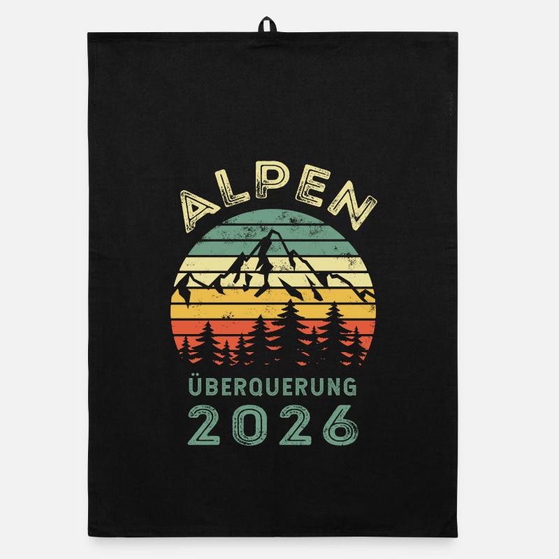 Alpenüberquerung 2026 Retro - Wandern Organic Geschirrtuch