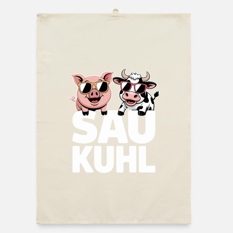 Cochon Cool Cool Cochon Et Vache Avec Lunettes De Soleil Torchon bio