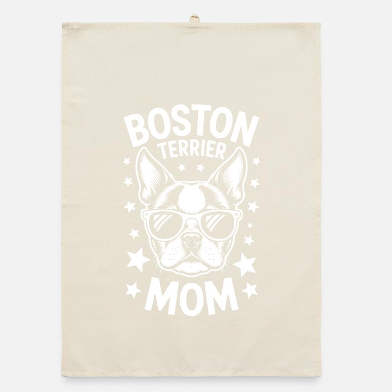 Boston Terrier Saying Mom Boston Terrier Gift Organic dish towel