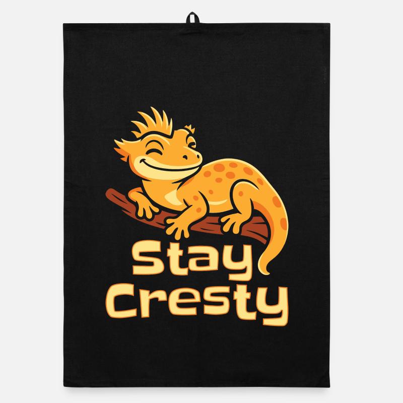 Schopfgecko Reptil Humor Eidechse Organic Geschirrtuch