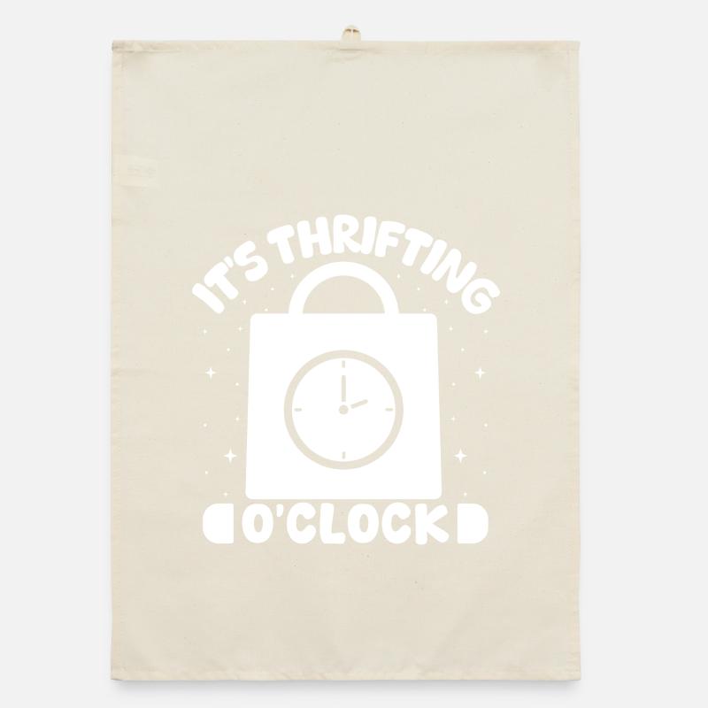 Thrift Shop It ́s Thrifting O ́Clock Love Thrifting Organic dish towel