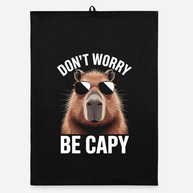 Capybara Dont Worry Be Capy Wasserschwein Nagetier Organic Geschirrtuch