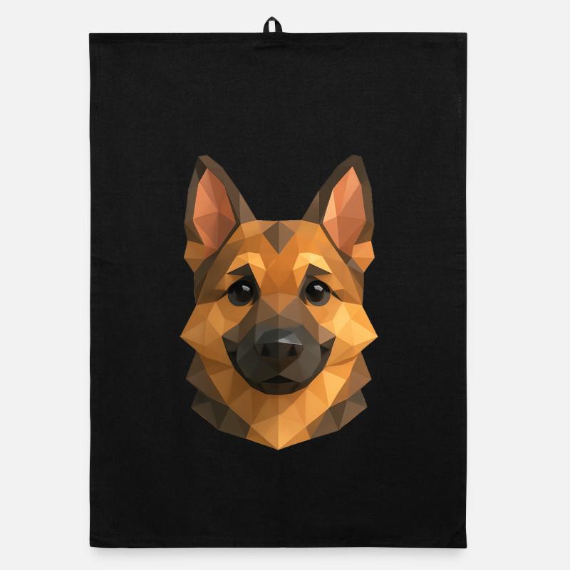 Polygon German Shepherd – Geometric Dog Design Organic dish towel
