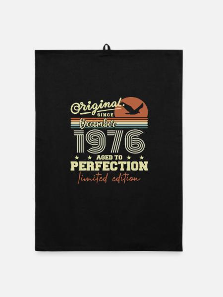 49. Geburtstag | Original Dezember 1976 - Organic Geschirrtuch - Schwarz - Vorne