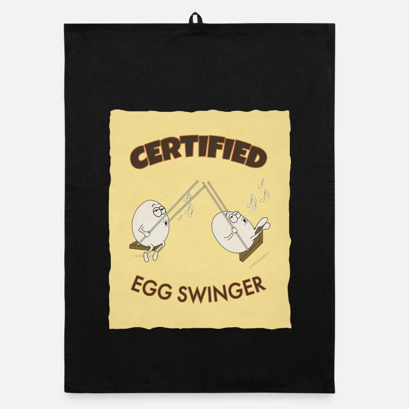 Certified Egg Swinger – Funny Egg Design Organic dish towel