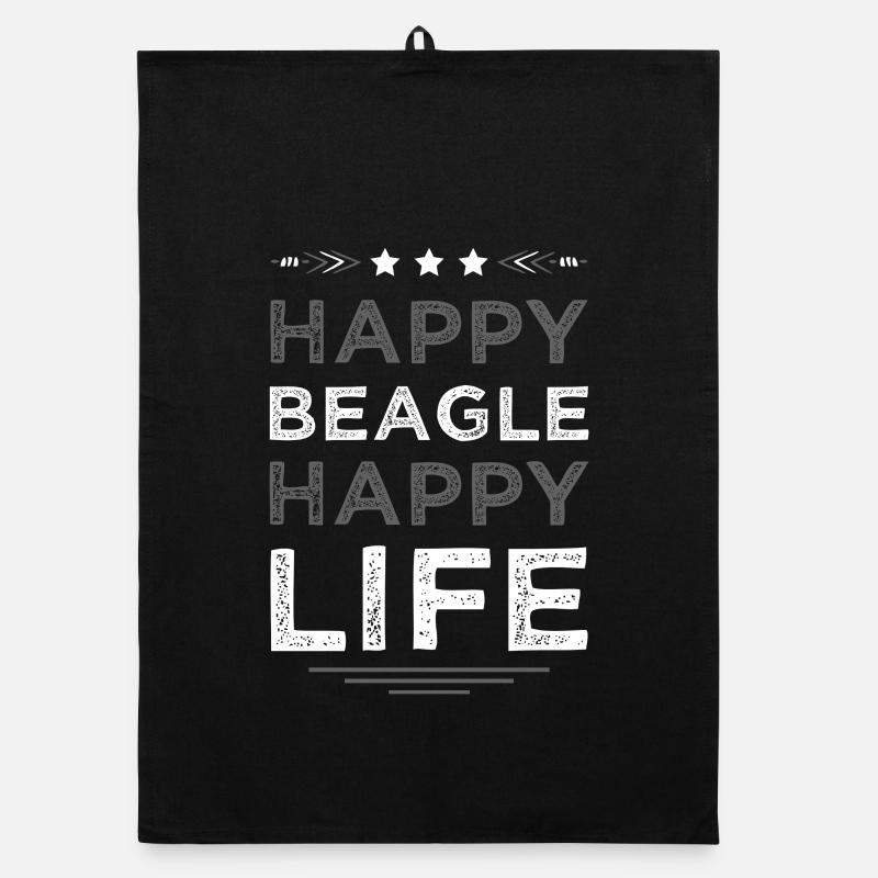 Chien Beagle Vie heureuse Torchon bio