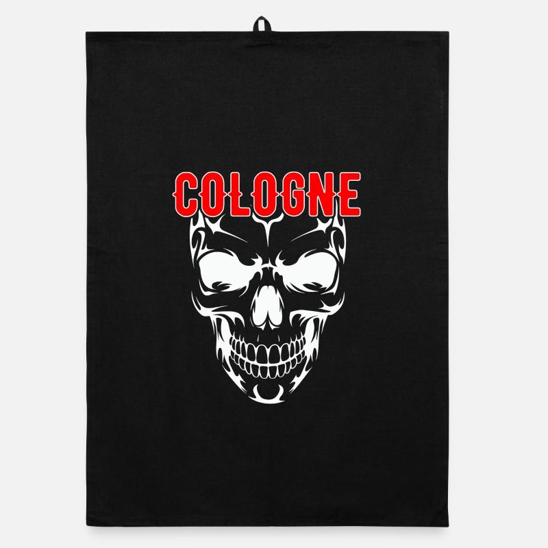 Crâne de Cologne avec inscription COLOGNE rouge Torchon bio