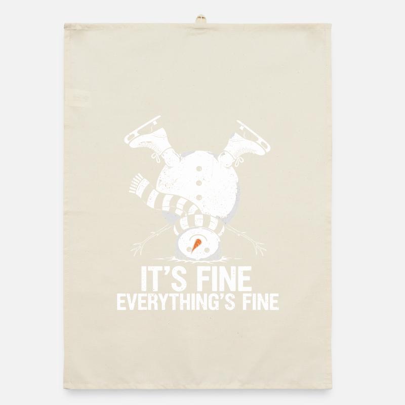 Upside-Down Snowman Saying Organic dish towel