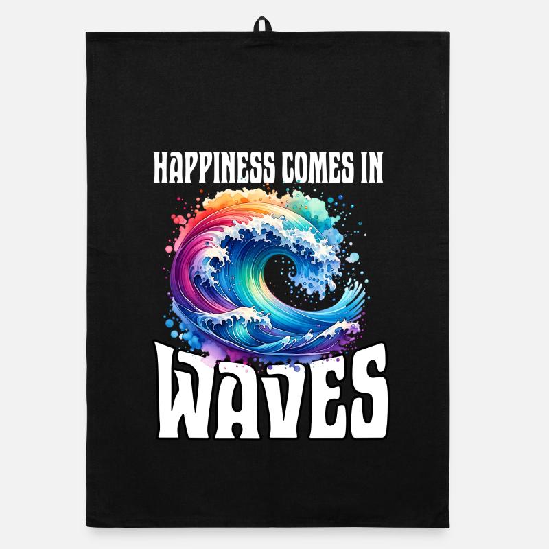 Le bonheur vient par vagues Torchon bio
