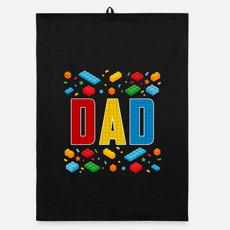 Dad Brick Builder Fatherhood Block Building Organic dish towel