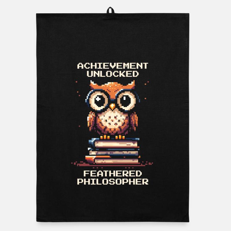 Achievement: Feathered Philosopher | Owl, RPG Organic dish towel
