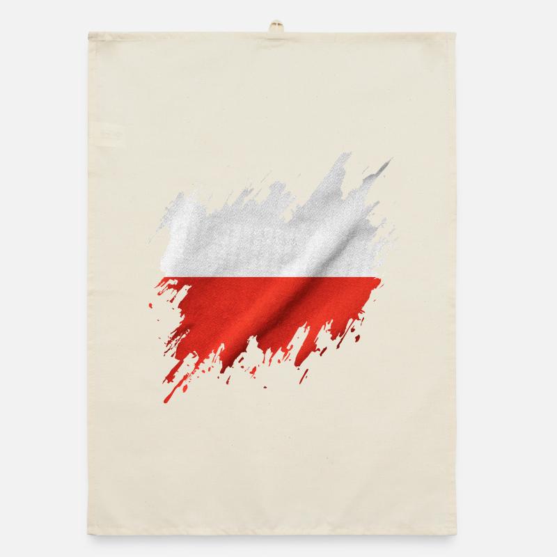 Drapeau de la Pologne, style déchiré Torchon bio