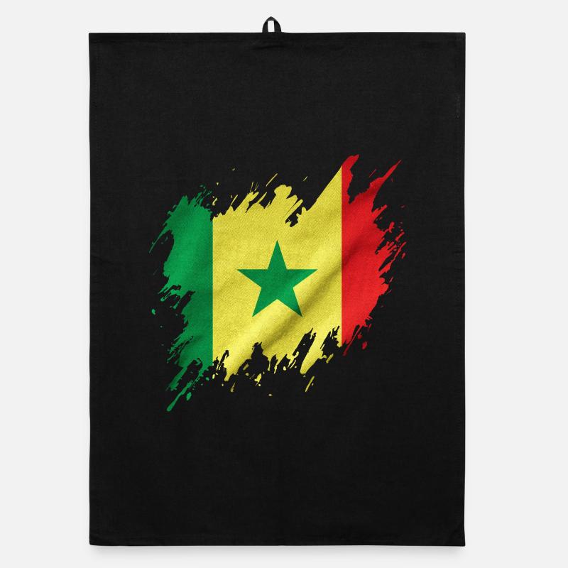 Drapeau du Sénégal, style déchiré Torchon bio