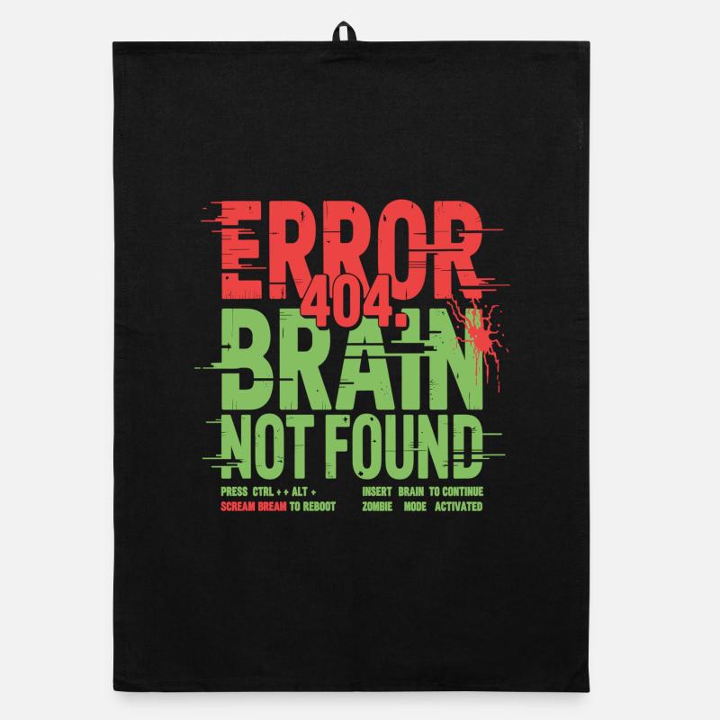 Error 404 Brain Not Found Zombie Organic dish towel
