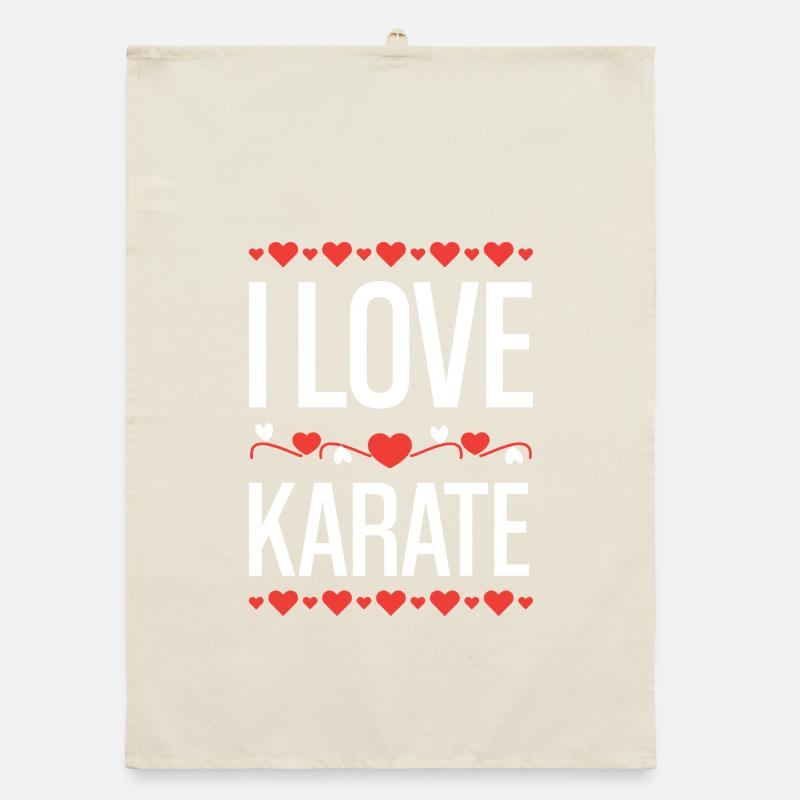 J’adore le design de cœur de karaté Torchon bio