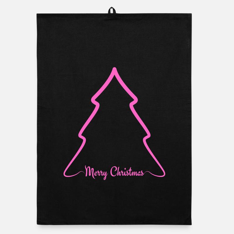 Neon Pink Weihnachtsbaum Outline Organic Geschirrtuch